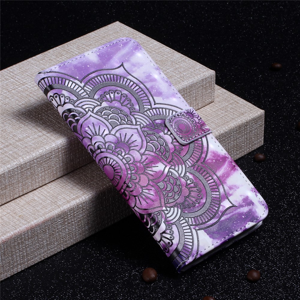 Embossing Pattern PU Leather Protective Flip Case for Huawei P20 Lite / Nova 3e (China) - Purple Flower-7