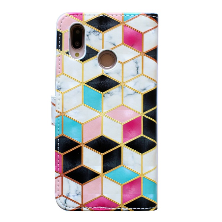 Prägemuster PU-Leder Schutzhülle Für Huawei P20 Lite / Nova 3e (China) - Würfel-3