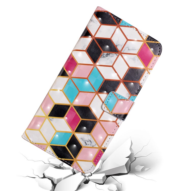 Prägemuster PU-Leder Schutzhülle Für Huawei P20 Lite / Nova 3e (China) - Würfel-6