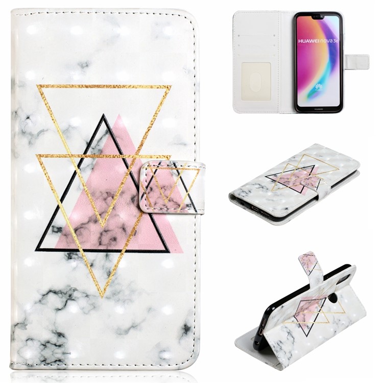Embossing Pattern PU Leather Protective Flip Shell for Huawei P20 Lite / Nova 3e (China) - Triangle-1