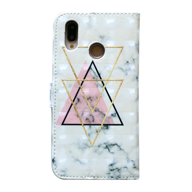 Embossing Pattern PU Leather Protective Flip Shell for Huawei P20 Lite / Nova 3e (China) - Triangle-3