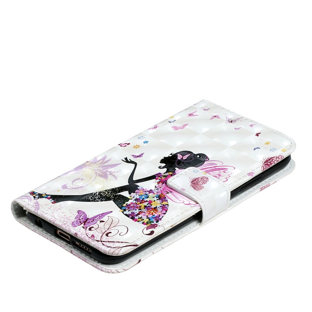 Embossing Pattern PU Leather Protective Case with Stand for Huawei P20 Lite / Nova 3e (China) - Butterfly Girl-5