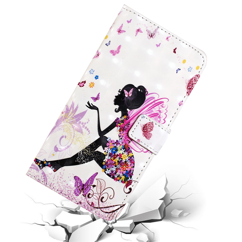 Embossing Pattern PU Leather Protective Case with Stand for Huawei P20 Lite / Nova 3e (China) - Butterfly Girl-6