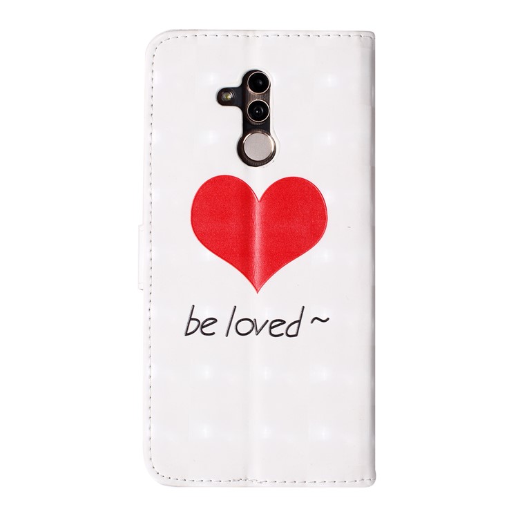 Light Spot Decor Patterned Embossed Leather Wallet Cover for Huawei Mate 20 Lite - Red Heart-3