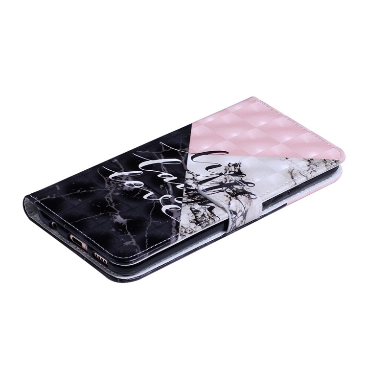 Light Spot Decor Patterned Embossed Leather Wallet Phone Case for Huawei Mate 20 Lite - Marble Texture and Characters-5