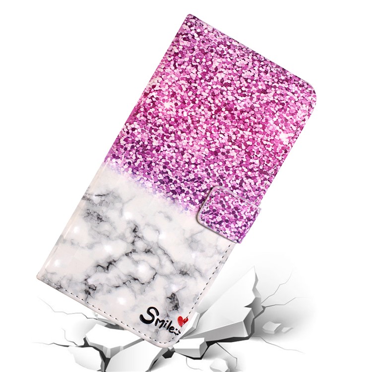 Light Spot Decor Patterned Embossed Leather Wallet Stand Case for Huawei Mate 20 Lite - Sequins-6