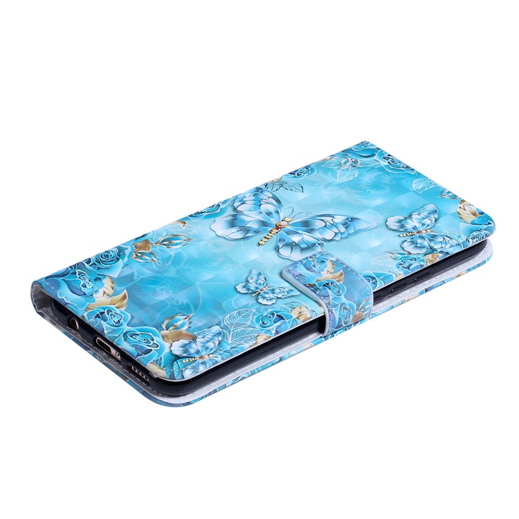Light Spot Decor Patterned Embossed Leather Wallet Shell Case Cover for Huawei Mate 20 Lite - Blue Butterfly-5