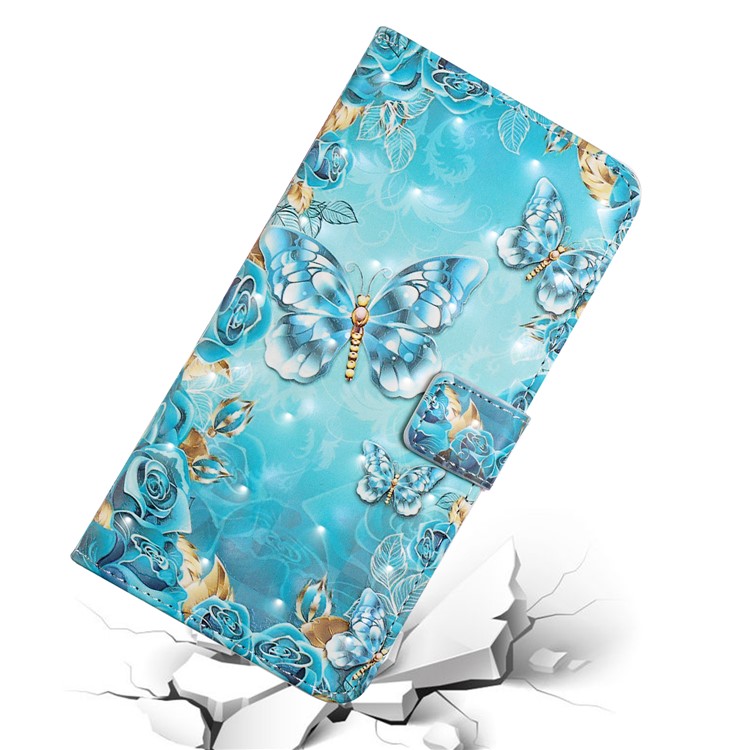 Light Spot Decor Patterned Embossed Leather Wallet Shell Case Cover for Huawei Mate 20 Lite - Blue Butterfly-6