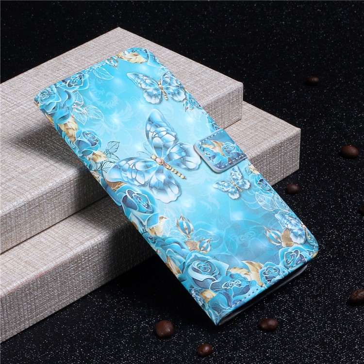 Light Spot Decor Patterned Embossed Leather Wallet Shell Case Cover for Huawei Mate 20 Lite - Blue Butterfly-7