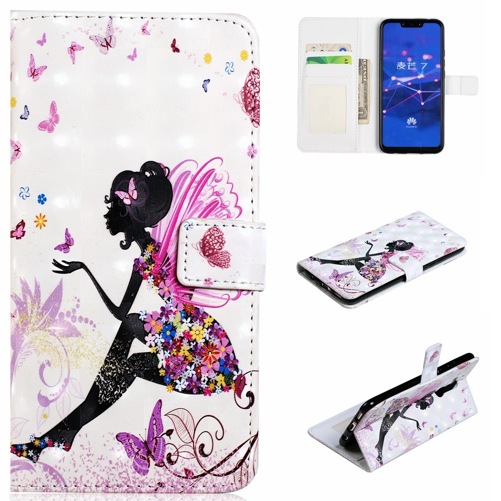 Light Spot Decor Patterned Embossed Magnetic Leather Stand Case for Huawei Mate 20 Lite - Beauty-1