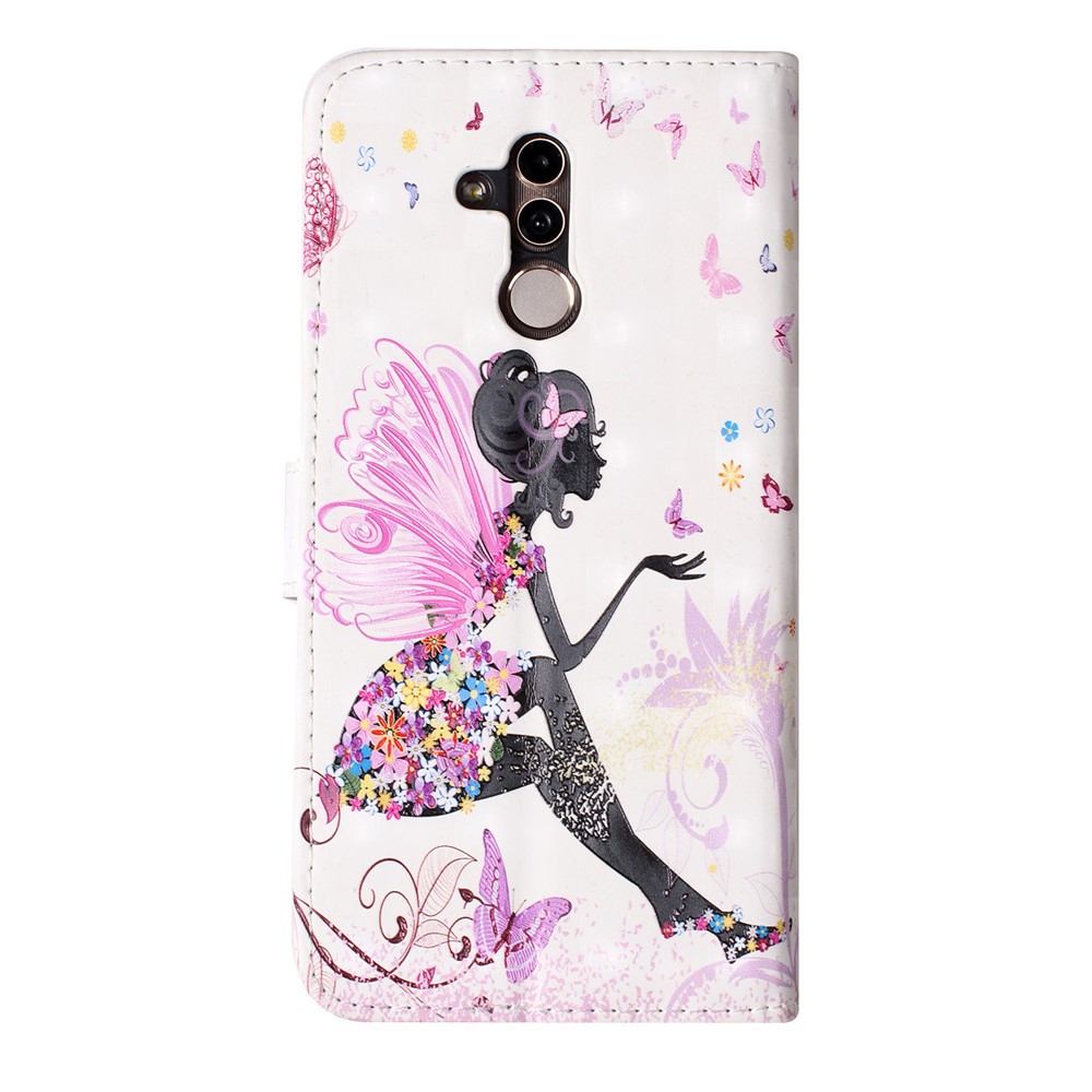 Light Spot Decor Patterned Embossed Magnetic Leather Stand Case for Huawei Mate 20 Lite - Beauty-3
