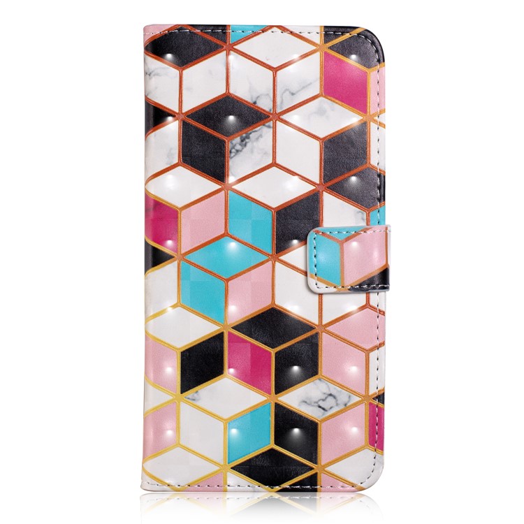 Light Spot Decor Patterned Embossed Wallet Leather Protection Case for Huawei Mate 20 Lite - Geometric Pattern-2