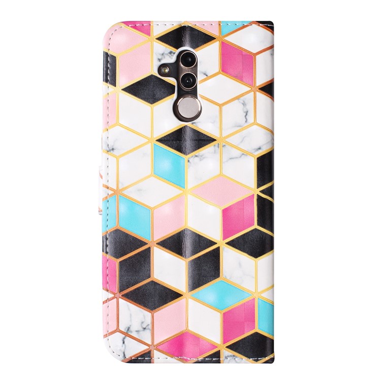 Light Spot Decor Patterned Embossed Wallet Leather Protection Case for Huawei Mate 20 Lite - Geometric Pattern-3