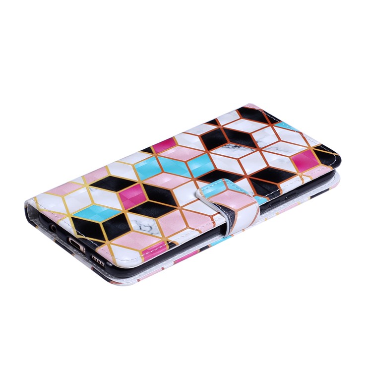 Light Spot Decor Patterned Embossed Wallet Leather Protection Case for Huawei Mate 20 Lite - Geometric Pattern-5