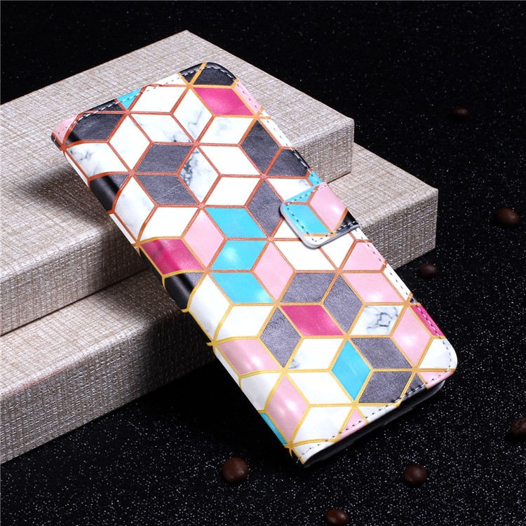 Light Spot Decor Patterned Embossed Wallet Leather Protection Case for Huawei Mate 20 Lite - Geometric Pattern-7