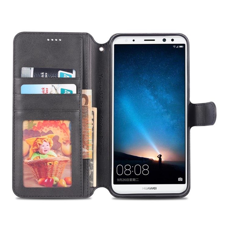 AZNS Wallet Leather Stand Case for Huawei Mate 10 Lite / Maimang 6 - Black-6