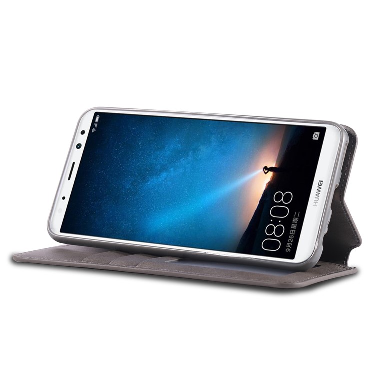 AZNS Wallet Leather Stand Cover for Huawei Mate 10 Lite / Maimang 6 - Grey-4