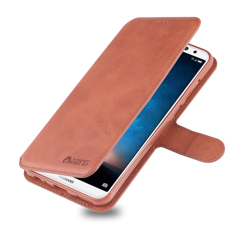 AZNS Кожаный Чехол-подставка С Прорезями Для Карт Для Huawei Mate 10 Lite / Майманг 6 - Коричневый-7