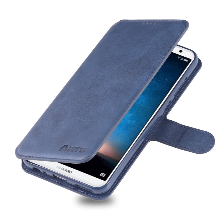 AZNS Leather Stand Cover with Card Slots for Huawei Mate 10 Lite / Maimang 6 - Blue-7