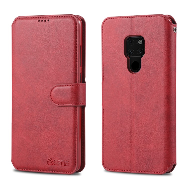 AZNS Wallet Leather Stand Phone Case for Huawei Mate 20 - Red-1