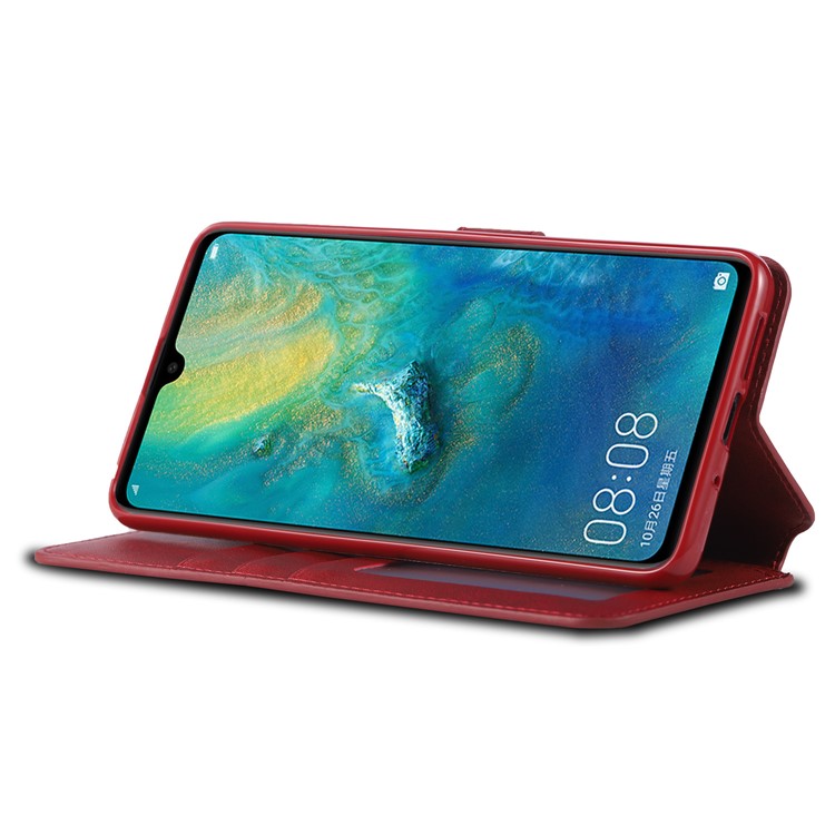 AZNS Wallet Leather Stand Phone Case for Huawei Mate 20 - Red-5