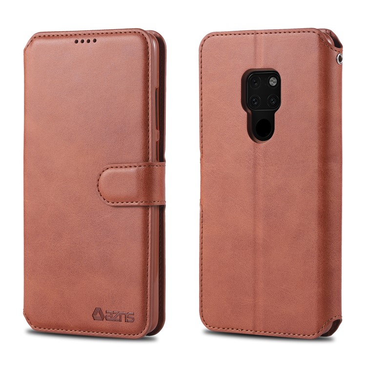 AZNS Leather Stand Case with Card Slots for Huawei Mate 20 - Brown-1
