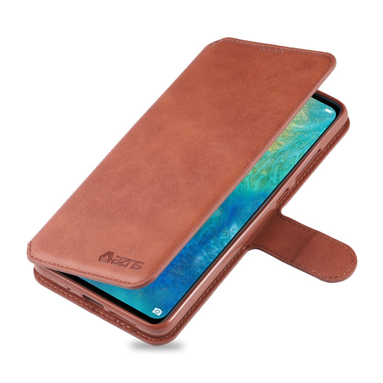 AZNS Leather Stand Case with Card Slots for Huawei Mate 20 - Brown-4