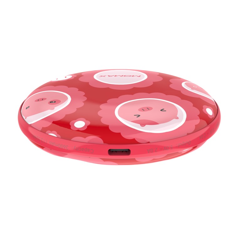 MOMAX iWarmer Pig Pattern Color Change Rechargeable 3600mAh Pocket Hand Warmer Power Bank-3