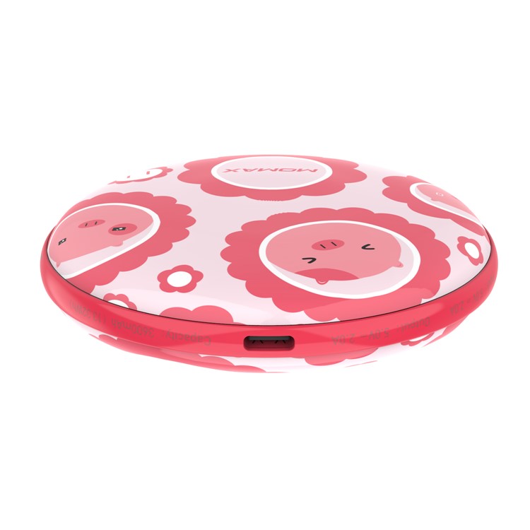 MOMAX iWarmer Pig Pattern Color Change Rechargeable 3600mAh Pocket Hand Warmer Power Bank-7