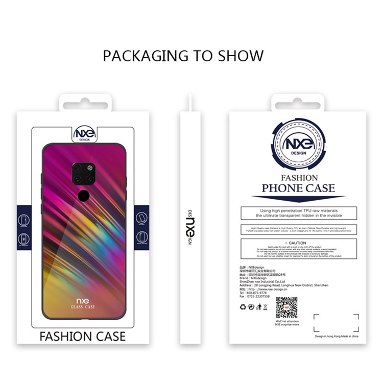NXE Pattern Printing Glass TPU Hybrid Phone Cover for Huawei Mate 20 - Style B-6