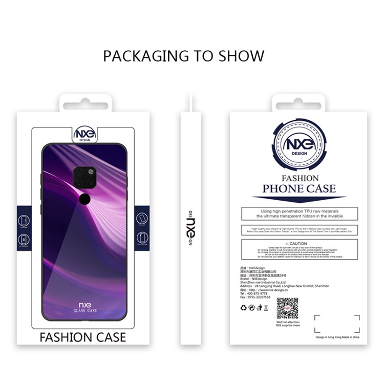 NXE Pattern Printing Glass TPU Protection Mobile Phone Casing for Huawei Mate 20 - Style D-6