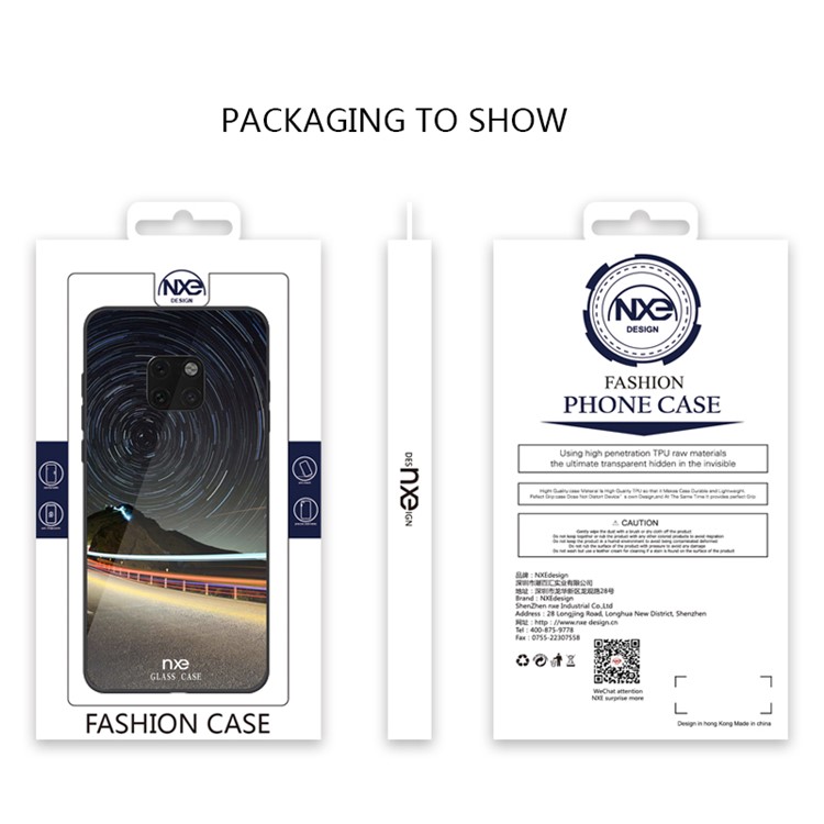 NXE Galaxy and Road Series for Huawei Mate 20 Pro Patterned 9H Glass + TPU Mobile Case - Style B-4