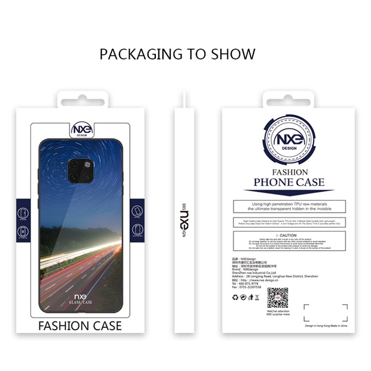 NXE Galaxy and Road Series for Huawei Mate 20 Pro Patterned 9H Glass + TPU Protection Shell - Style D-4