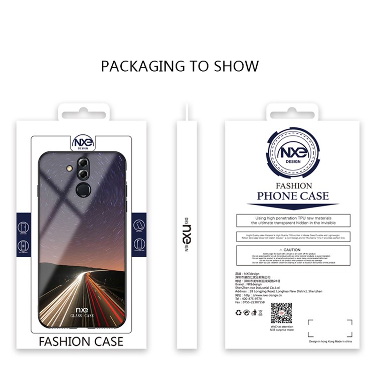 NXE Galaxy and Road Series Patterned 9H Glass + TPU Hybrid Back Shell for Huawei Mate 20 Lite - Style C-6