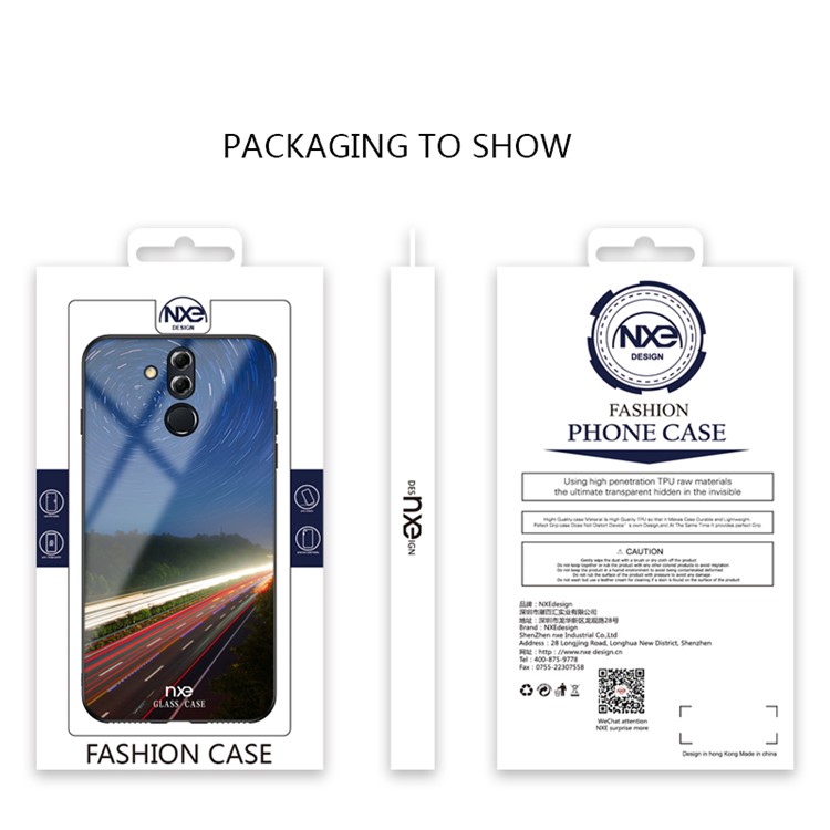 NXE Galaxy and Road Series Patterned 9H Glass + TPU Protection Cover for Huawei Mate 20 Lite - Style D-6