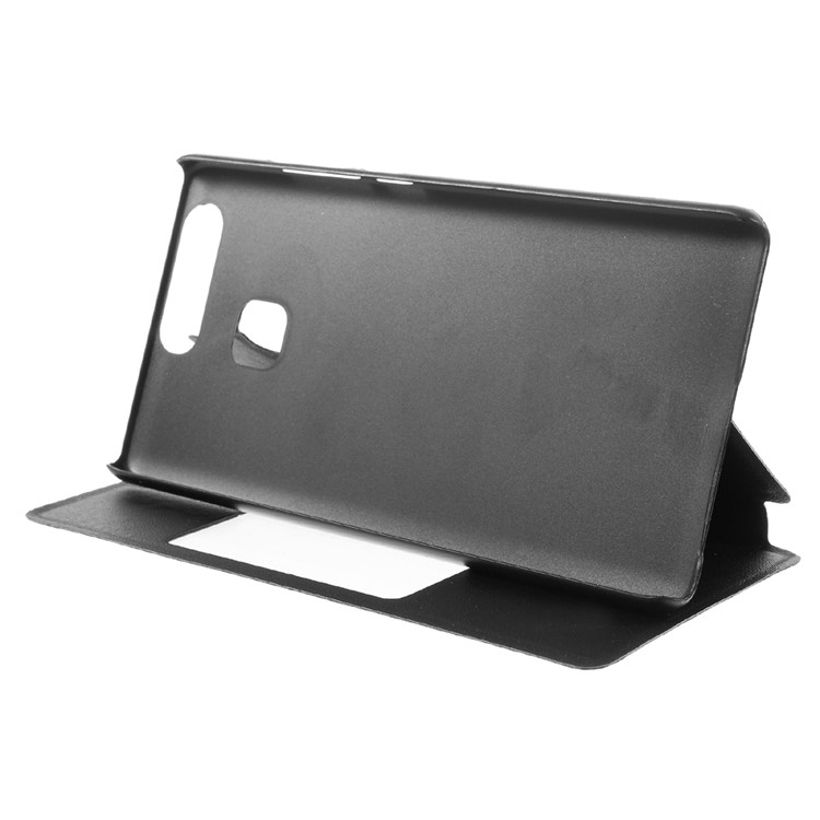 View Window Smart Leather Stand Case for Huawei P9 - Black-4