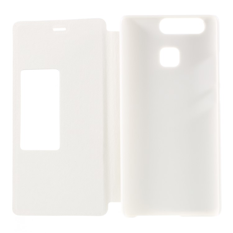View Window Smart Leather Stand Cover for Huawei P9 - White-8