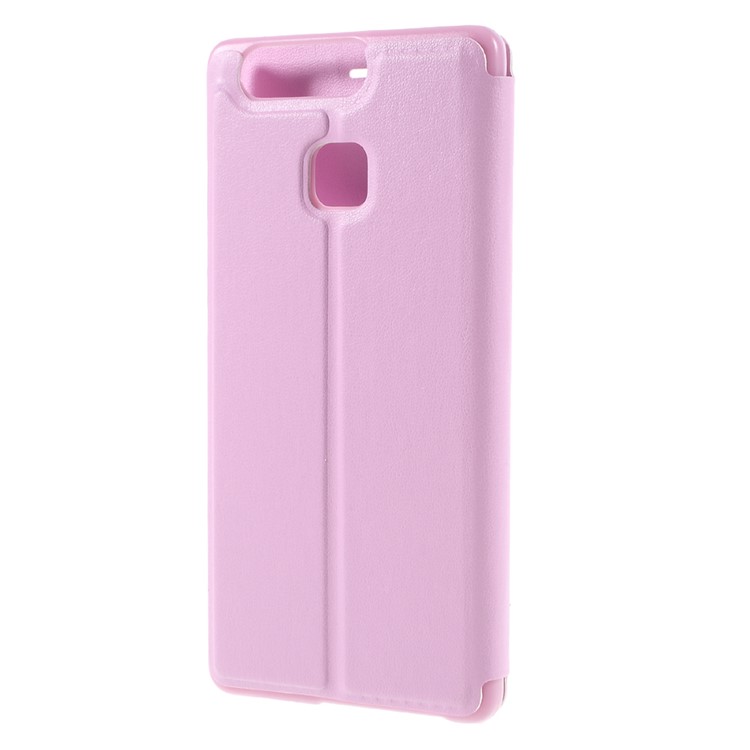 View Window Smart Leather Stand Phone Case for Huawei P9 - Pink-2