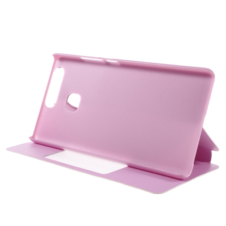 View Window Smart Leather Stand Phone Case for Huawei P9 - Pink-4