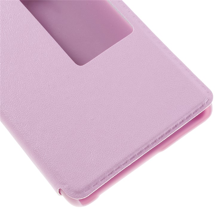 View Window Smart Leather Stand Phone Case for Huawei P9 - Pink-6