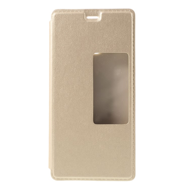 View Window Smart Leather Stand Phone Cover for Huawei P9 - Gold-3