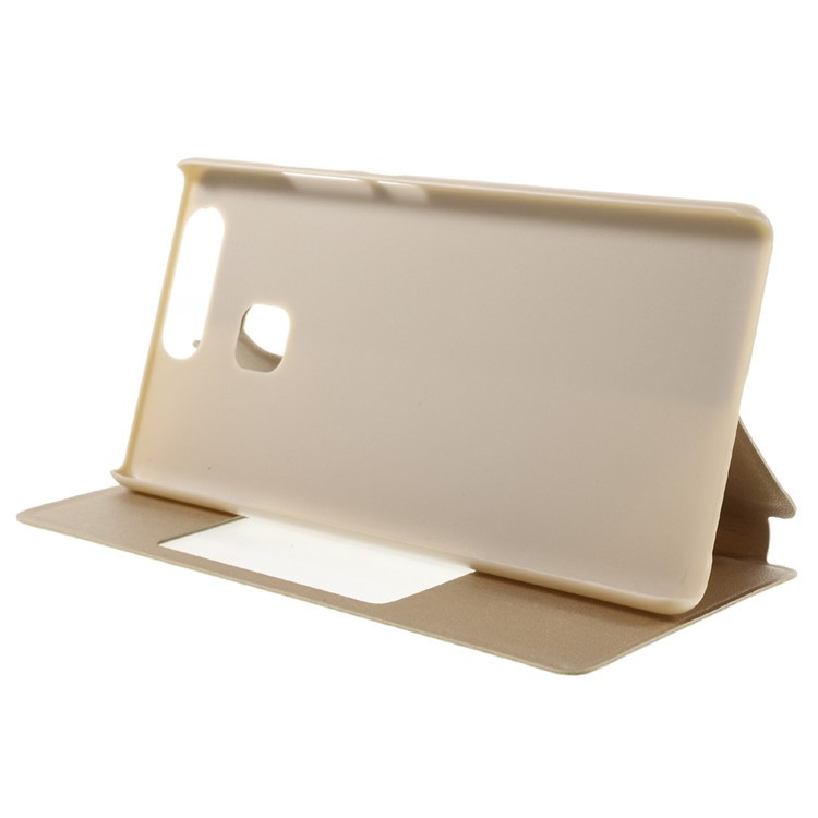 View Window Smart Leather Stand Phone Cover for Huawei P9 - Gold-4