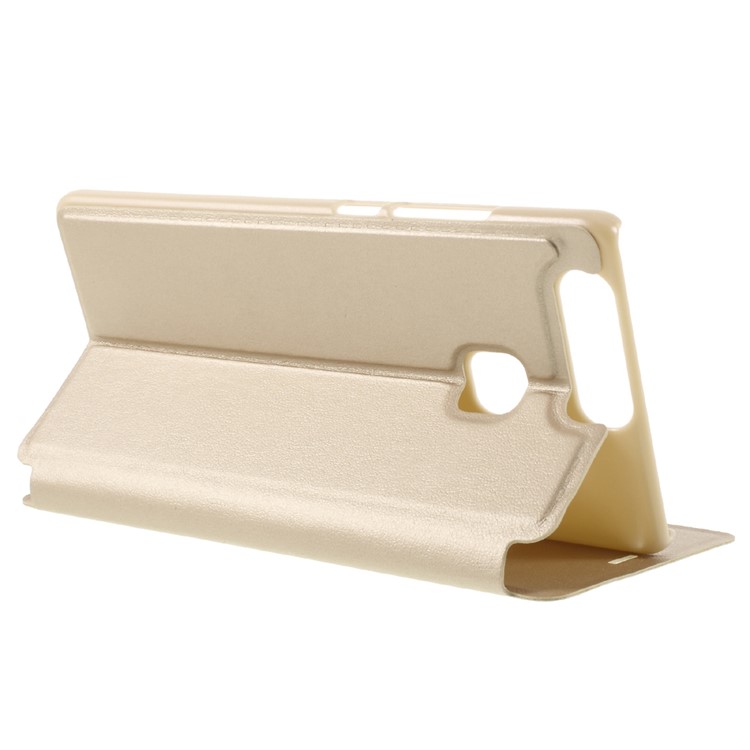 View Window Smart Leather Stand Phone Cover for Huawei P9 - Gold-5