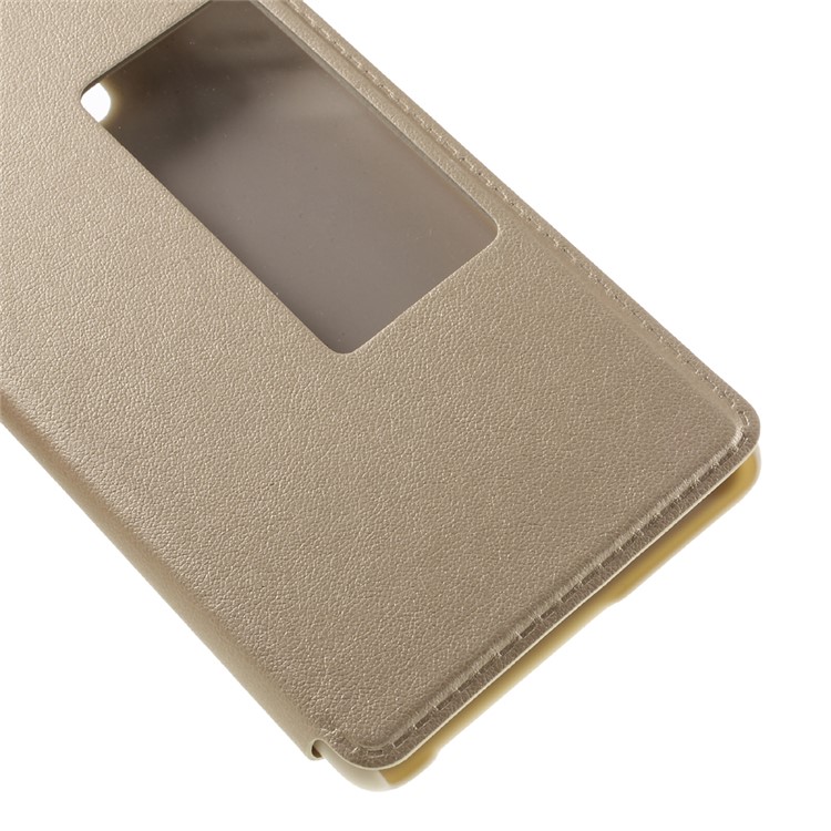 View Window Smart Leather Stand Phone Cover for Huawei P9 - Gold-6