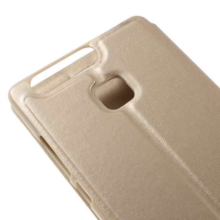 View Window Smart Leather Stand Phone Cover for Huawei P9 - Gold-7