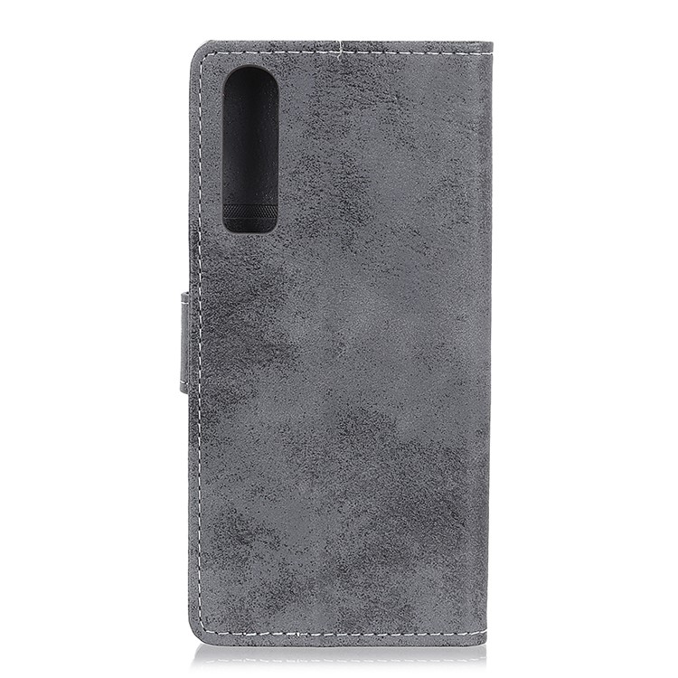 Vintage Style Wallet Leather Flip Case with Stand for Huawei P30 - Grey-4