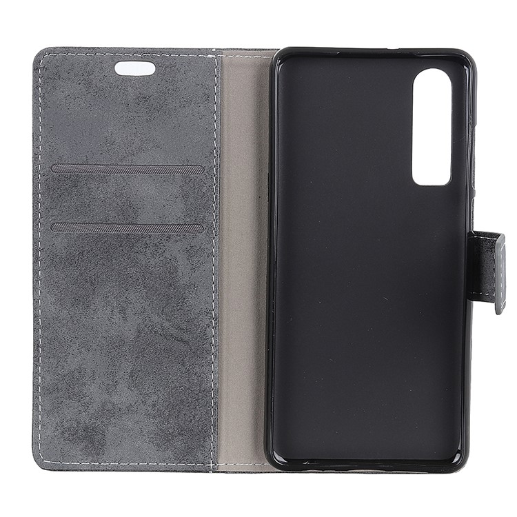Vintage Style Wallet Leather Flip Case with Stand for Huawei P30 - Grey-5