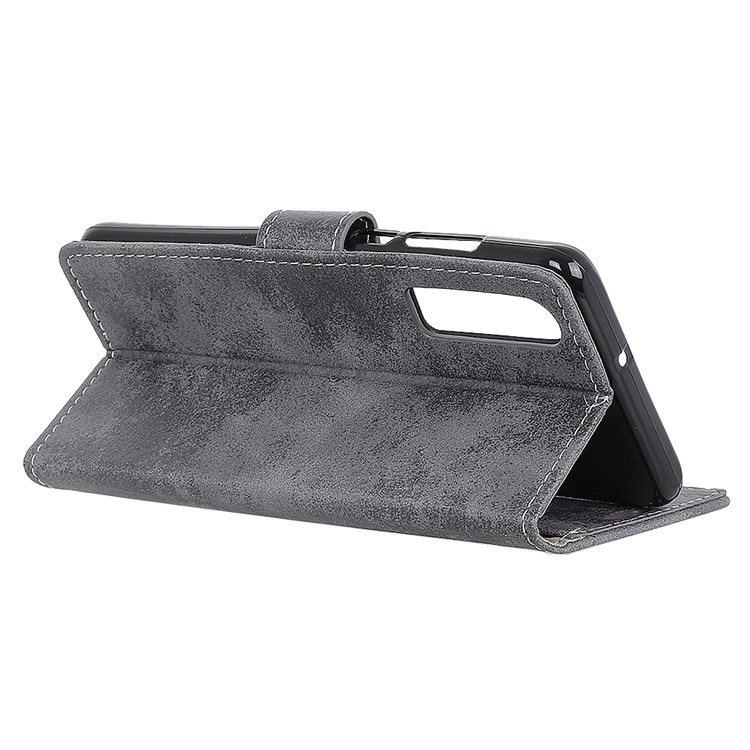 Vintage Style Wallet Leather Flip Case with Stand for Huawei P30 - Grey-6