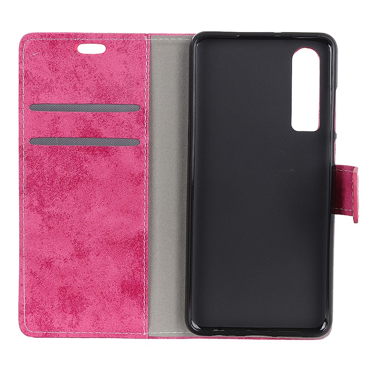 Vintage Style Wallet Leather Magnetic Shell with Stand for Huawei P30 - Rose-5