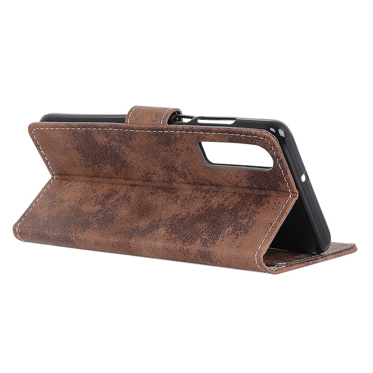 Vintage Style Wallet Leather Mobile Phone Case for Huawei P30 - Brown-6
